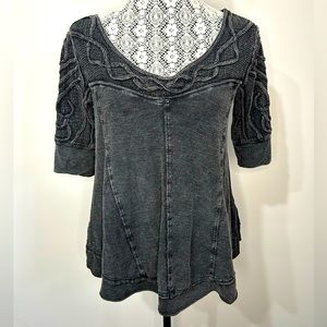 Free People super soft swing top with crochet metal braided detail